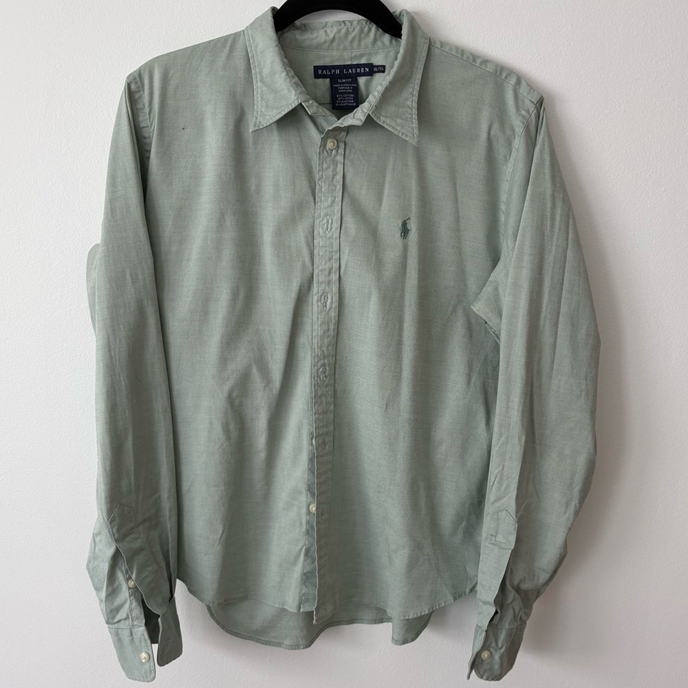 Ralph lauren cotton shirt sage green size XL womens slim fit